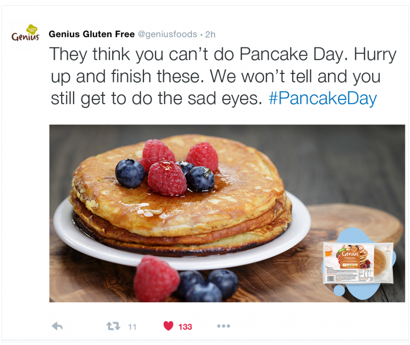 How The Lane would promote Genius Gluten Free foods on Pancake Day