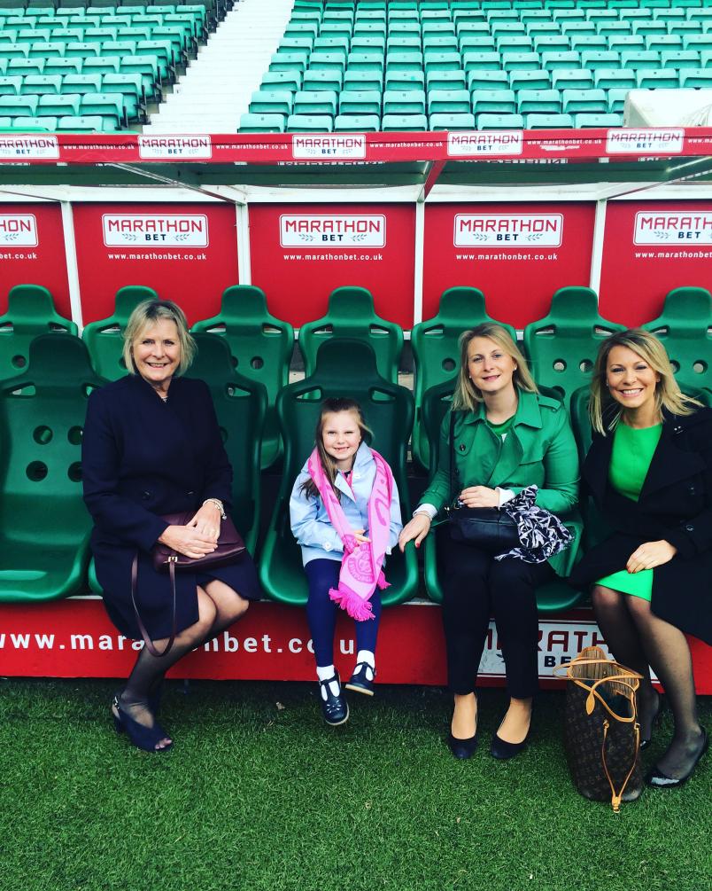 Julie Roberts and her family at Easter Road