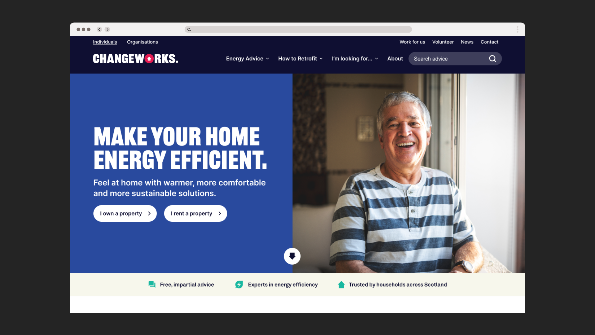 Changeworks website homepage design